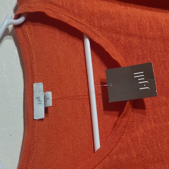 NWT J. Jill Zinnia Cut out Sleeves Long Sleeve Orange Linen Top sz M - Picture 5 of 8